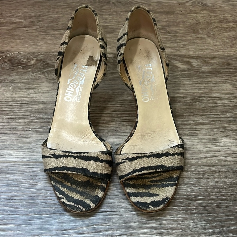 Ferragamo 3 inch tiger print pumps